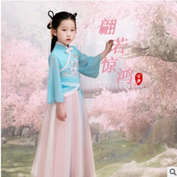 女童汉服超仙襦裙春装2020新款儿童仙女服中国风连衣裙小女孩古装图1