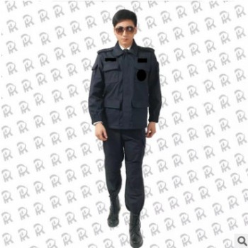 批发保安网格作训服，特勤长袖短袖套装，物业黑色冬作训服图1