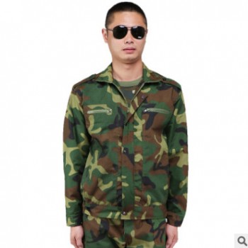 厂批发学生军训服迷彩长袖套装丛林林地军训迷彩服套装户外训练