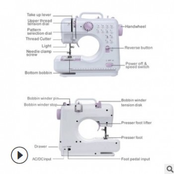 亚马逊爆款505a电动缝纫机家用美规欧规日规英电源拓展台mini现货