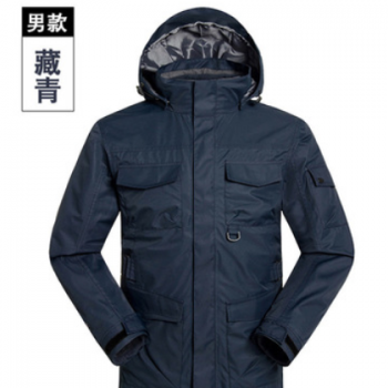 定制logo户外长款男款冲锋衣三合一两件套加厚抓绒透气工作服公版图1