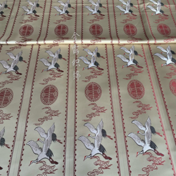 厂家直销高精密提花仙鹤红木坐垫面料 新中式靠垫抱枕装饰布图1