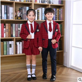 幼儿园园服西装秋冬装纯棉小学生校服套装英伦学院风儿童班服定制