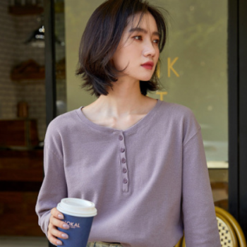 长袖t恤女 潮牌t恤 纯色圆领舒适宽松百搭打底衫 2020春装新款t恤