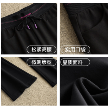 2019春季新款女式休闲裤时尚微喇女裤韩版显瘦阔腿高腰裤夏系带裤图1