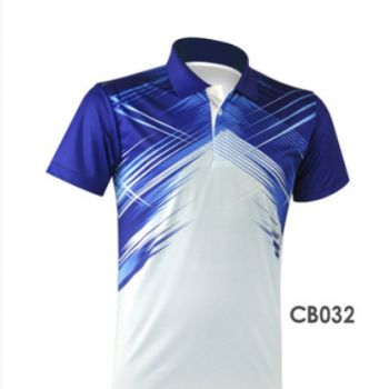 翻领短袖运动羽毛球服透气跑步服 可定制CB032图1