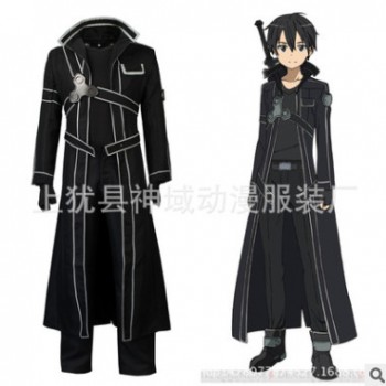 刀剑神域COS桐人全套 皮外套 桐谷和人SAO装cosplay男女服装图1