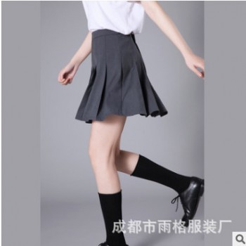 雨格天依 春夏A字百褶短裙学院清新高腰纯色防走光现货加工定制