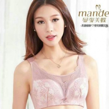 曼姿美蝶6007无钢圈薄杯C杯抹胸防走光内衣调整型聚拢透气文胸