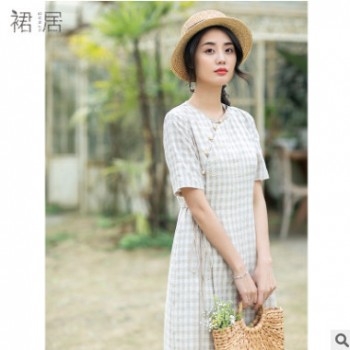 女装夏季2020新款长裙子中国风改良版旗袍短袖收腰显瘦气质连衣裙