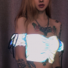 欧美外贸2019速卖通热卖秋季新款女装彩色反光低胸露脐性感裹胸