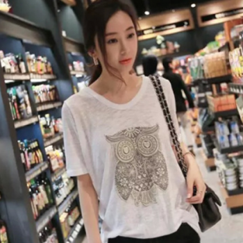 大码宽松短袖T恤女 2020夏季新款甜美女装 休闲竹节棉韩版女上衣图1