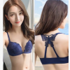 夏季新款欧美性感蕾丝无钢圈内衣女聚拢少女前扣蝴蝶美背文胸套装