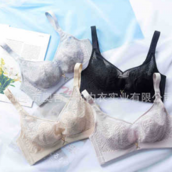 文胸新品无钢圈防走光内衣手托月牙杯大胸显小超薄聚拢调整型文胸图1