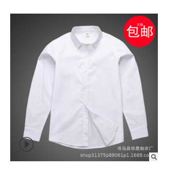 儿童纯棉白色衬衫 男童白衬衣 小孩学生校服寸衣批发图1