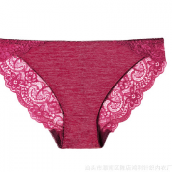 8805女士内裤女中低腰面料蕾丝性感无痕少女式三角裤图1