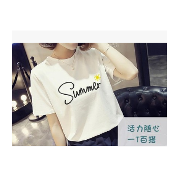4-3时尚新款夏季白色t恤女短袖宽松百搭T恤韩版学生显瘦厂家直销