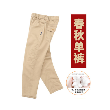 中大童学生运动弹力裤男童卡其色休闲裤小孩纯棉单裤儿童校服裤子图1