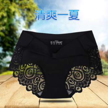 性感蕾丝无痕内裤女士冰丝三角裤 女士 新品透明中腰底裤厂家直销