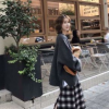 雾霾蓝韩版原宿风开叉加厚套头毛衣女秋冬新款百搭外穿毛针织上衣