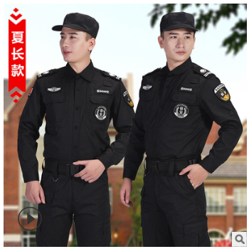 厂批发保安作训服套装春秋新式保安服长袖套装工作黑色特训服短袖