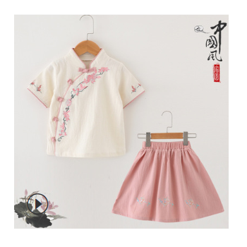 儿童汉服夏女童唐装旗袍复古汉服襦裙裤小女孩国风童装民族风古装