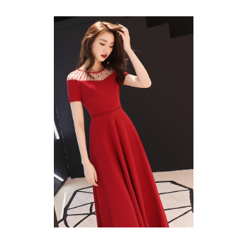 敬酒服春秋季2018新款结婚长款新娘订婚晚礼服女红色回门服连衣裙