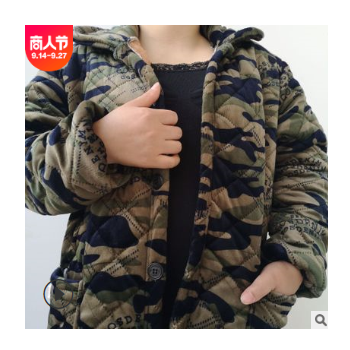 成人加绒加厚保暖长袖水晶绒法兰绒羽绒服外套罩衣大褂男女工作服图1