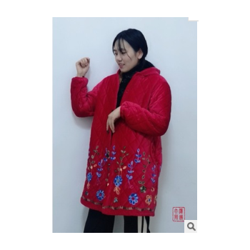 成人加绒加厚保暖长袖水晶绒法兰绒羽绒服外套罩衣大褂男女工作服图1