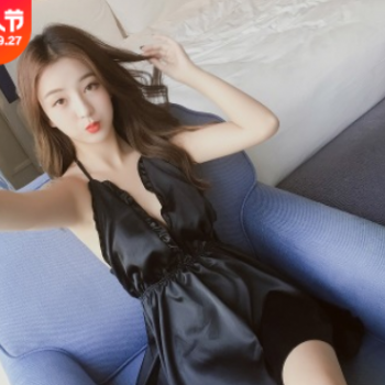 性感睡衣女夏仿真丝绸性感短裤睡衣套装甜美露背女士大码家居服