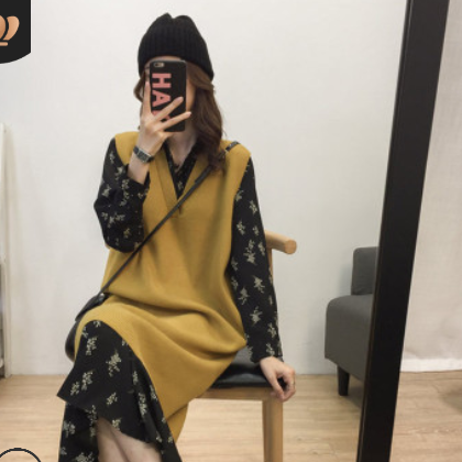 法式复古山本超仙过膝法国小众很仙连衣裙俏皮两件套装女秋冬洋气图3