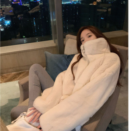 网红2020新款韩版 年轻款立领獭兔毛皮草女冬款时尚洋气毛毛外套图3