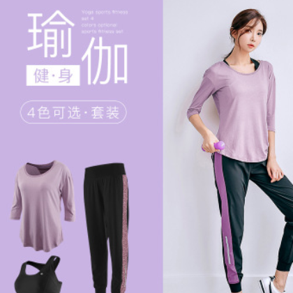 健身房运动【三件套】套装女大码瑜伽服宽松200斤跑步胖m秋速干衣图2