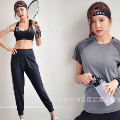 瑜伽服女夏季网红健身房跑步时尚性感速干健身服运动套装女初学者图2