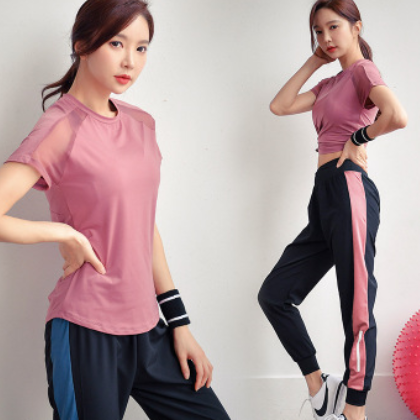 瑜伽服女夏季网红健身房跑步时尚性感速干健身服运动套装女初学者图3