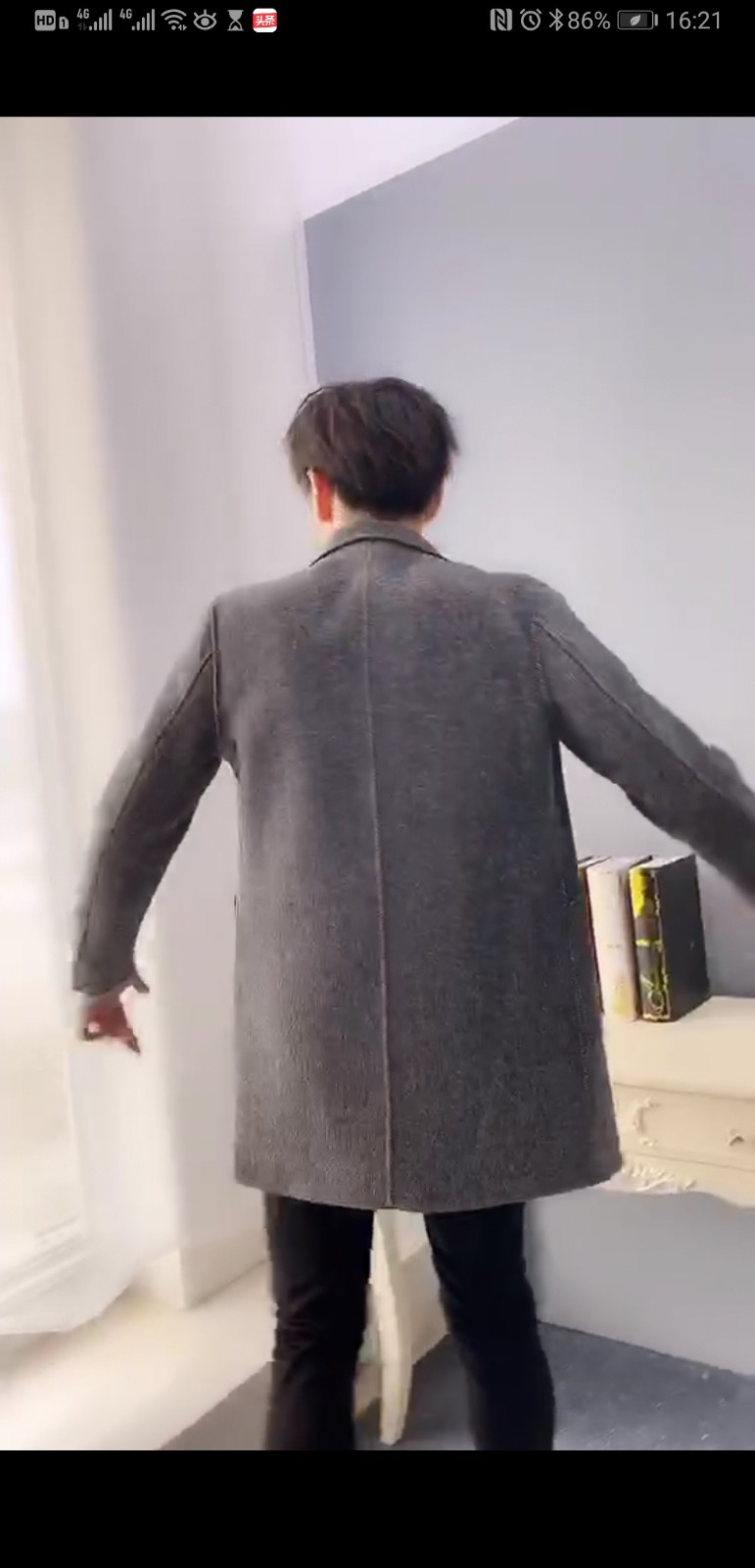 佐驰马冬季新品男式双面羊绒男士灰色外套图2