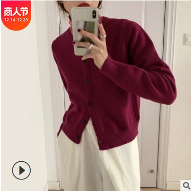 2020秋冬圆领百搭毛衣开衫外套女图2