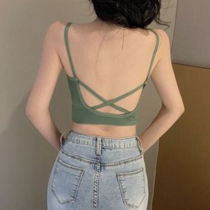 2020夏季性感螺纹美背裹胸女士薄款内衣舒适吊带无缝聚拢现货代发图1