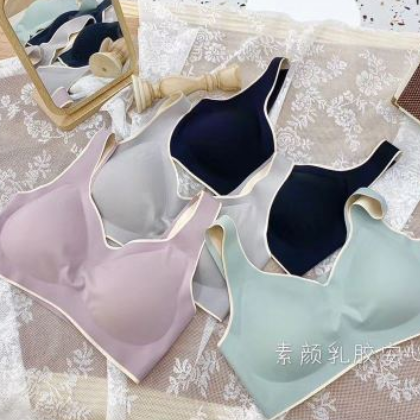 爆款无痕素颜乳胶内衣简约自然奢华乳胶背心式无钢圈运动睡眠文胸图2