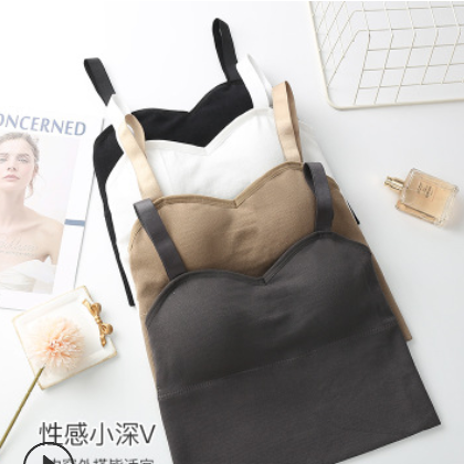 秋冬韩版美背吊带内衣无钢圈纯色长款背心可调节运动聚拢打底文胸图3