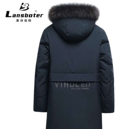 爆款90%白鸭绒羽绒服男中长款 冬季貉子毛连帽羽绒服加厚大码外套图1