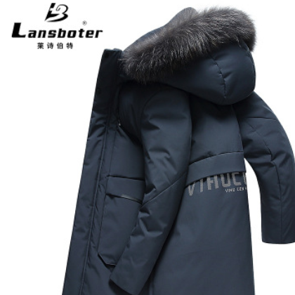 爆款90%白鸭绒羽绒服男中长款 冬季貉子毛连帽羽绒服加厚大码外套图3