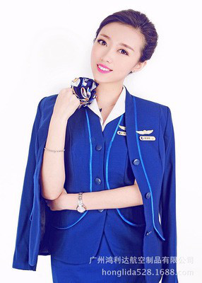鸿利达  机场国航 空姐服 棉麻材质舒适透气 国航空姐制服订做厂家图1