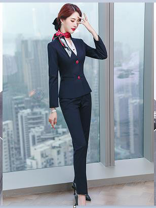2020年款 秋冬新款南航机场空姐服套装 气质套装毛料 空姐制服 西装工作服 定做图1