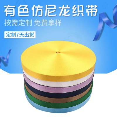 厂价直销有色仿尼龙织带服装辅料细带仿尼龙箱包水壶pp带牵引绳带