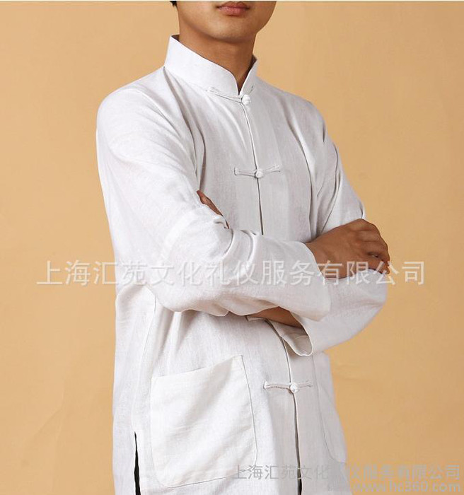 棉麻 中式龙纹男式短袖唐装上衣 休闲商务4622图1