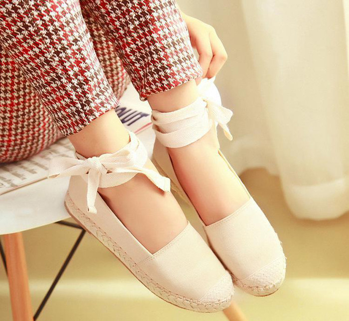新款森林系女鞋韩版帆布休闲芭蕾平底棉麻韩版手工单鞋
