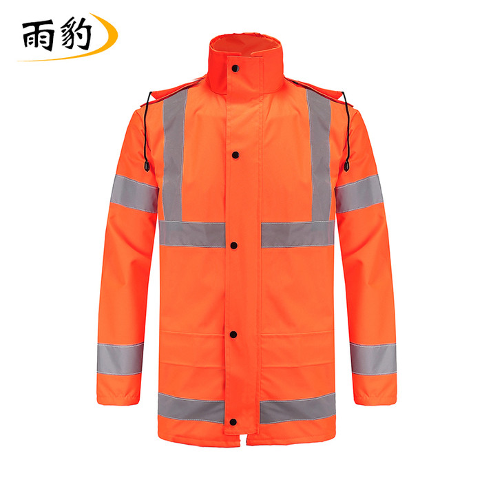 雨豹UB-021冬季反光衣防寒服橘红桔红棉衣森林巡防农林养护园林看护守林员冬季工作服防油防污耐酸碱防寒保暖现货可印字图1