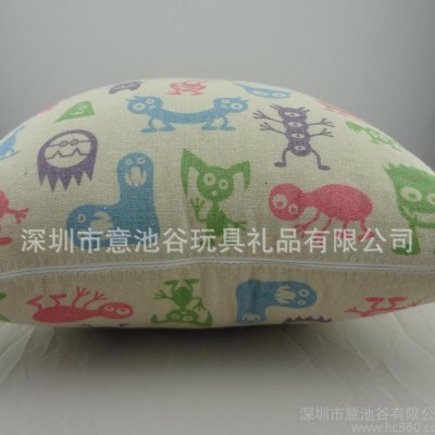 深圳 动物图腾花纹棉麻抱枕 沙发靠垫套 办公室汽车靠枕
