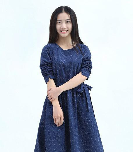 ,新款长袖棉麻连衣裙文艺复古小清新宽松长裙女系带裙图1